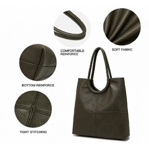 Women's elegant PU Tote, Faux Leather Double Compartment 14" Laptop Business Tote multi-pocket